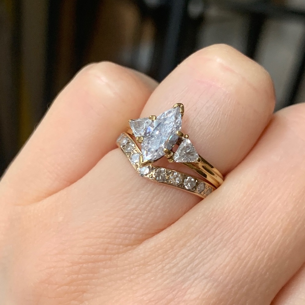 Vintage wedding diamond ring set 4.25